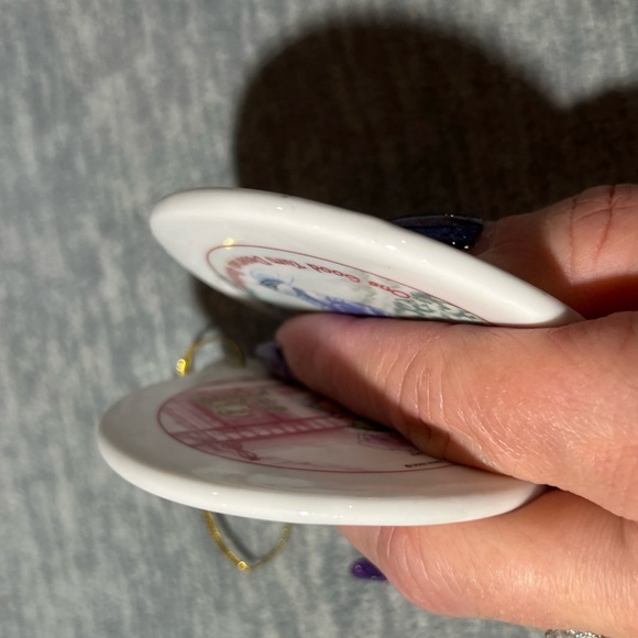 Vintage Precious Moments Christmas Remembered 2 Porcelain Holiday Ornaments 2001 - Picture 5 of 9